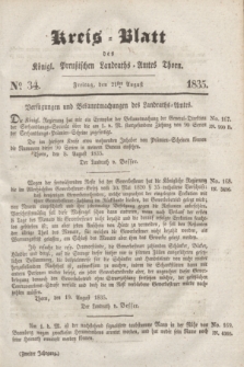 Kreis-Blatt des Königl. Preußischen Landraths-Amtes Thorn. Jg.2, No 34 (21 August 1835)
