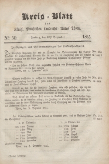 Kreis-Blatt des Königl. Preußischen Landraths-Amtes Thorn. Jg.2, No 50 (11 December 1835)