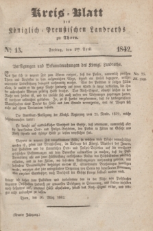 Kreis-Blatt des Königlich Preußischen Landraths zu Thorn. Jg.9, No. 13 (1 April 1842)