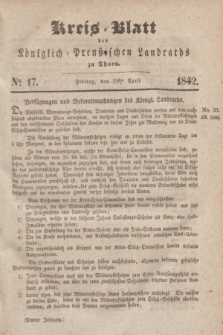 Kreis-Blatt des Königlich Preußischen Landraths zu Thorn. Jg.9, No. 17 (29 April 1842) + dod.