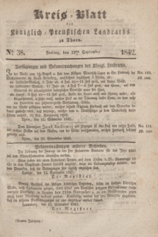 Kreis-Blatt des Königlich Preußischen Landraths zu Thorn. Jg.9, No. 38 (23 September 1842)