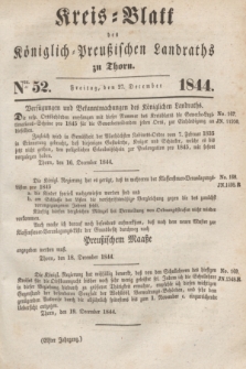 Kreis-Blatt des Königlich Preußischen Landraths zu Thorn. Jg.11, Nro. 52 (27 December 1844)