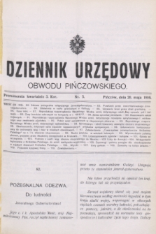 Dziennik Urzędowy Obwodu Pińczowskiego. 1916, nr 5 (20 maja)