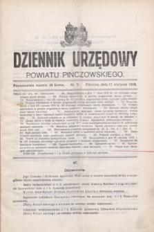 Dziennik Urzędowy Powiatu Pińczowskiego. 1918, nr 5 (17 sierpnia) + dod.