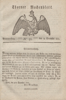 Thorner Wochenblatt. 1822, Nro. 51 (19 December)