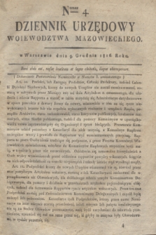 Dziennik Urzędowy Woiewodztwa Mazowieckiego. 1816, nr 4 (9 grudnia)