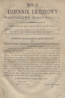 Dziennik Urzędowy Woiewodztwa Mazowieckiego. 1816, nr 6 (23 grudnia) + dod.