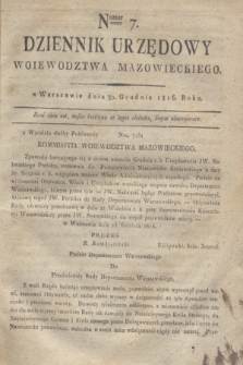Dziennik Urzędowy Woiewodztwa Mazowieckiego. 1816, nr 7 (30 grudnia) + dod.