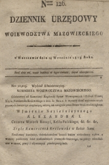 Dziennik Urzędowy Woiewodztwa Mazowieckiego. 1818, nr 126 (14 września) + dod.