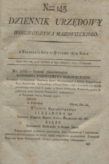 Dziennik Urzędowy Woiewództwa Mazowieckiego. 1819, nr 145 (11 stycznia) + dod.