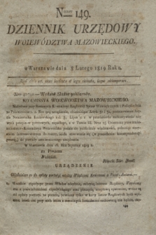 Dziennik Urzędowy Woiewództwa Mazowieckiego. 1819, nr 149 (8 lutego) + dod.