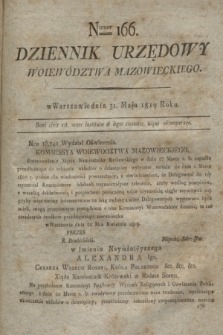 Dziennik Urzędowy Woiewództwa Mazowieckiego. 1819, nr 166 (31 maja)