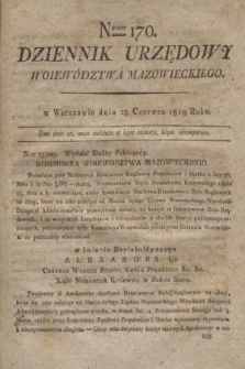 Dziennik Urzędowy Woiewództwa Mazowieckiego. 1819, nr 170 (28 czerwca) + dod.