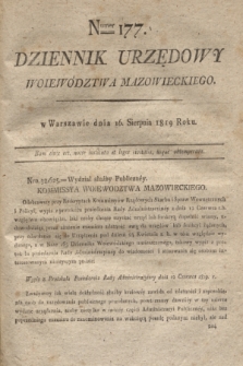 Dziennik Urzędowy Woiewództwa Mazowieckiego. 1819, nr 177 (16 sierpnia) + dod.