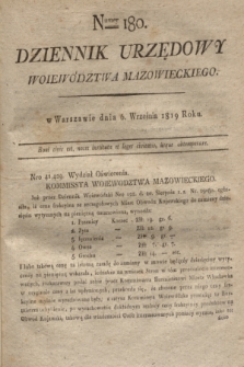 Dziennik Urzędowy Woiewództwa Mazowieckiego. 1819, nr 180 (6 września 1819) + dod.
