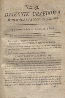 Dziennik Urzędowy Woiewództwa Mazowieckiego. 1819, nr 181 (13 września)