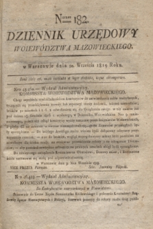 Dziennik Urzędowy Woiewództwa Mazowieckiego. 1819, nr 182 (20 września) + dod.