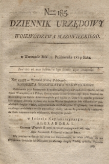 Dziennik Urzędowy Woiewództwa Mazowieckiego. 1819, nr 185 (11 października) + dod.