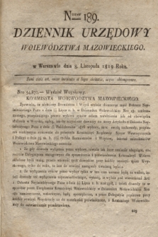 Dziennik Urzędowy Woiewództwa Mazowieckiego. 1819, nr 189 (8 listopada) + dod.