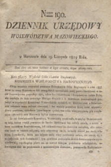 Dziennik Urzędowy Woiewództwa Mazowieckiego. 1819, nr 190 (15 listopada) + dod.