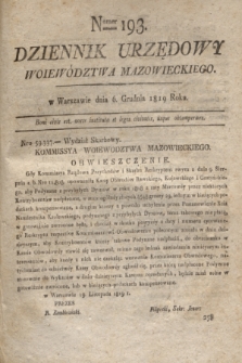 Dziennik Urzędowy Woiewództwa Mazowieckiego. 1819, nr 193 (6 grudnia) + dod.