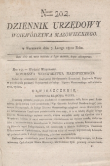 Dziennik Urzędowy Woiewództwa Mazowieckiego. 1820, nr 202 (7 lutego) + dod.