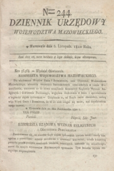 Dziennik Urzędowy Województwa Mazowieckiego. 1820, nr 244 (6 listopada) + dod.