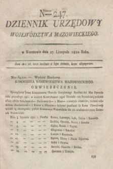 Dziennik Urzędowy Województwa Mazowieckiego. 1820, nr 247 (27 listopada) + dod.