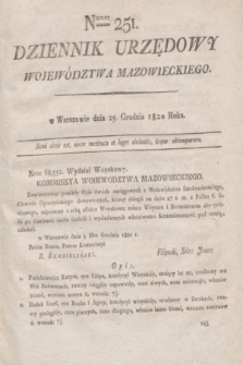 Dziennik Urzędowy Województwa Mazowieckiego. 1820, nr 251 (25 grudnia) + dod.
