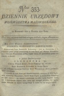 Dziennik Urzędowy Województwa Mazowieckiego. 1822, nr 353 (2 grudnia) + dod.