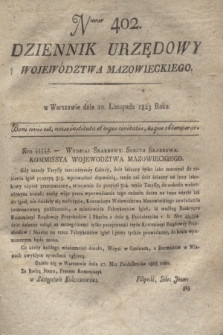 Dziennik Urzędowy Województwa Mazowieckiego. 1823, nr 402 (10 listopada) + dod.