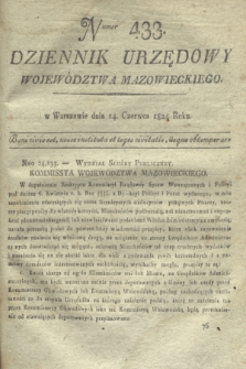 Dziennik Urzędowy Województwa Mazowieckiego. 1824, nr 433 (14 czerwca) + dod.