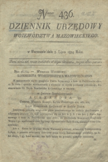 Dziennik Urzędowy Województwa Mazowieckiego. 1824, nr 436 (5 lipca) + dod.