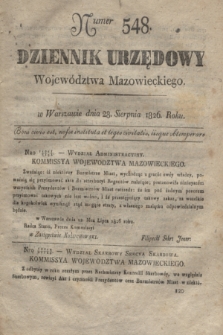 Dziennik Urzędowy Województwa Mazowieckiego. 1826, nr 548 (28 sierpnia) + dod.