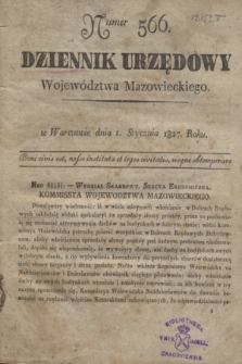 Dziennik Urzędowy Województwa Mazowieckiego. 1827, nr 566 (1 stycznia) + dod.