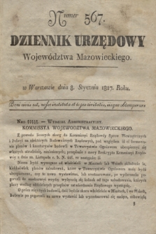 Dziennik Urzędowy Województwa Mazowieckiego. 1827, nr 567 (8 stycznia) + dod.