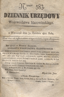 Dziennik Urzędowy Województwa Mazowieckiego. 1827, nr 583 (30 kwietnia) + dod.