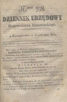 Dziennik Urzędowy Województwa Mazowieckiego. 1827, nr 598 (13 sierpnia) + dod.