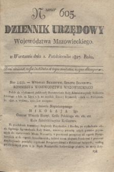 Dziennik Urzędowy Województwa Mazowieckiego. 1827, nr 605 (1 października) + dod.