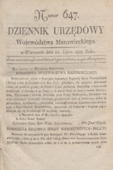 Dziennik Urzędowy Województwa Mazowieckiego. 1828, nr 647 (21 lipca) + dod.