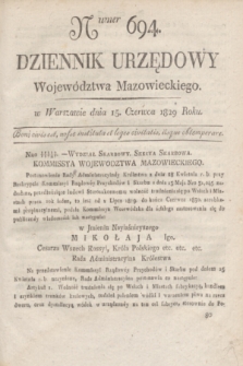 Dziennik Urzędowy Województwa Mazowieckiego. 1829, nr 694 (15 czerwca) + dod.