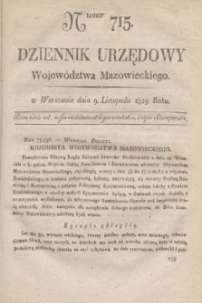 Dziennik Urzędowy Województwa Mazowieckiego. 1829, nr 715 (9 listopada) + dod.