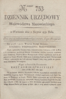 Dziennik Urzędowy Województwa Mazowieckiego. 1830, nr 753 (2 sierpnia) + dod.