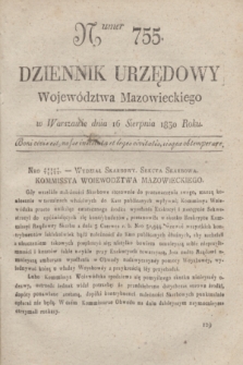 Dziennik Urzędowy Województwa Mazowieckiego. 1830, nr 755 (16 sierpnia) + dod.