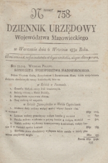 Dziennik Urzędowy Województwa Mazowieckiego. 1830, nr 758 (6 września) + dod.