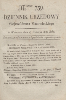 Dziennik Urzędowy Województwa Mazowieckiego. 1830, nr 759 (13 września) + dod.