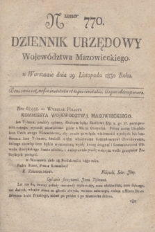 Dziennik Urzędowy Województwa Mazowieckiego. 1830, nr 770 (29 listopada) + dod.