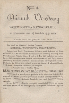 Dziennik Urzędowy Województwa Mazowieckiego. 1830, nr 4 (27 grudnia) + dod.
