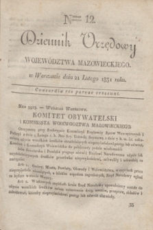 Dziennik Urzędowy Województwa Mazowieckiego. 1831, nr 12 (21 lutego) + dod.