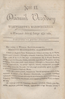 Dziennik Urzędowy Województwa Mazowieckiego. 1831, nr 13 (28 lutego) + dod.